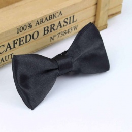 Boys Black Satin Bow Tie with Adjustable Strap